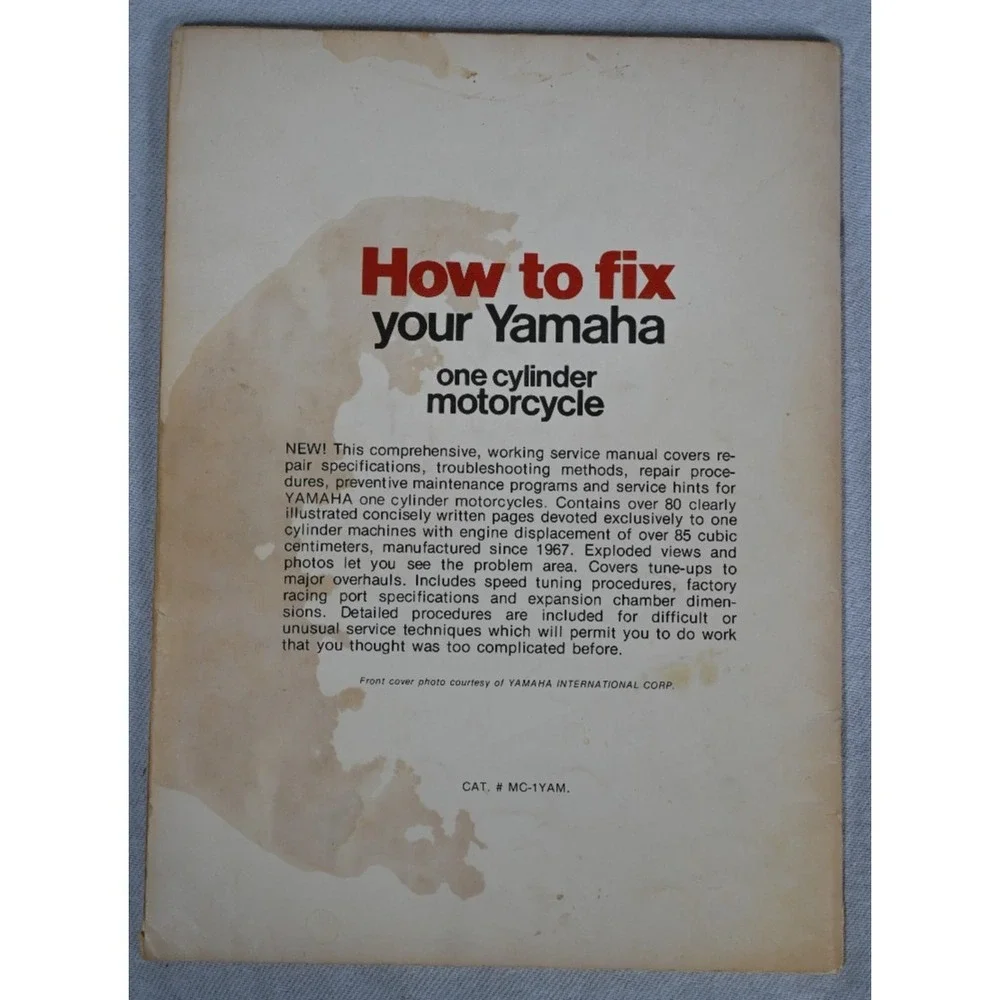 How To Fix Your Yamaha One Cylinder Motorcycle Repair Service Manual Book